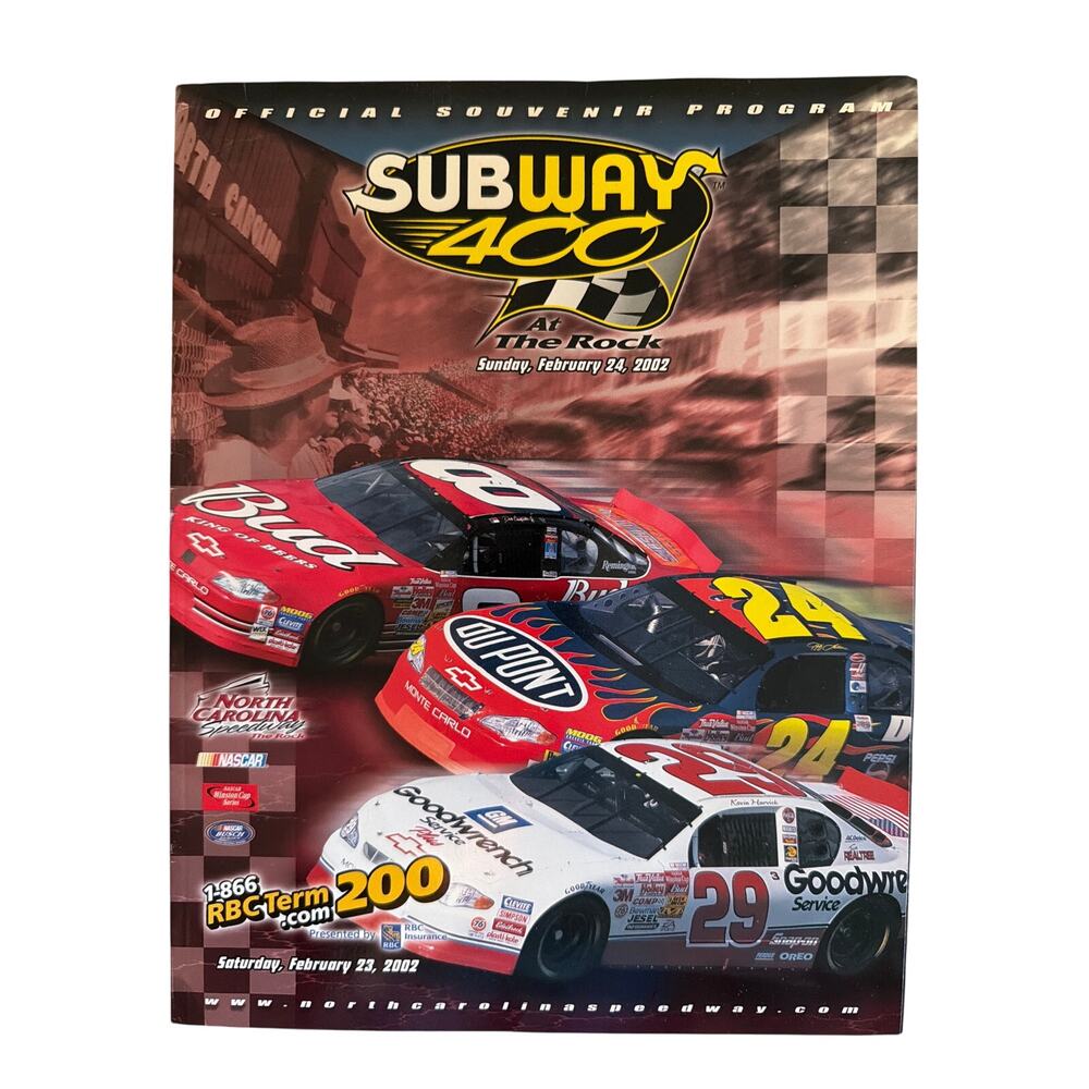 NASCAR Subway 400 at the Rock Souvenir Program February 2002 North Carolina Gift